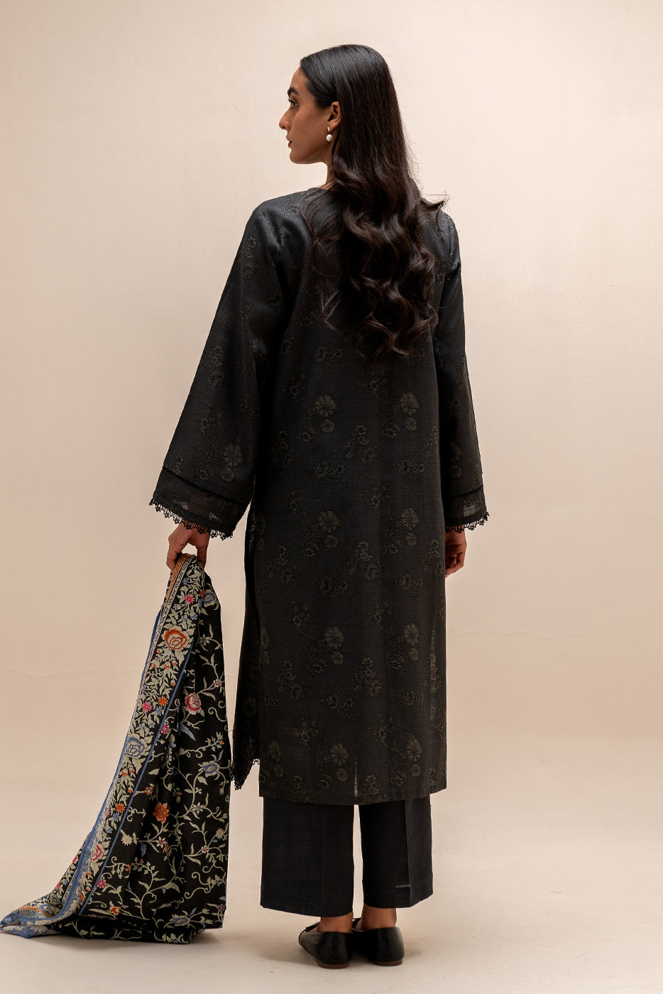 3 Piece Embroidered Khaddar Suit-Fossil Verve (Unstitched)