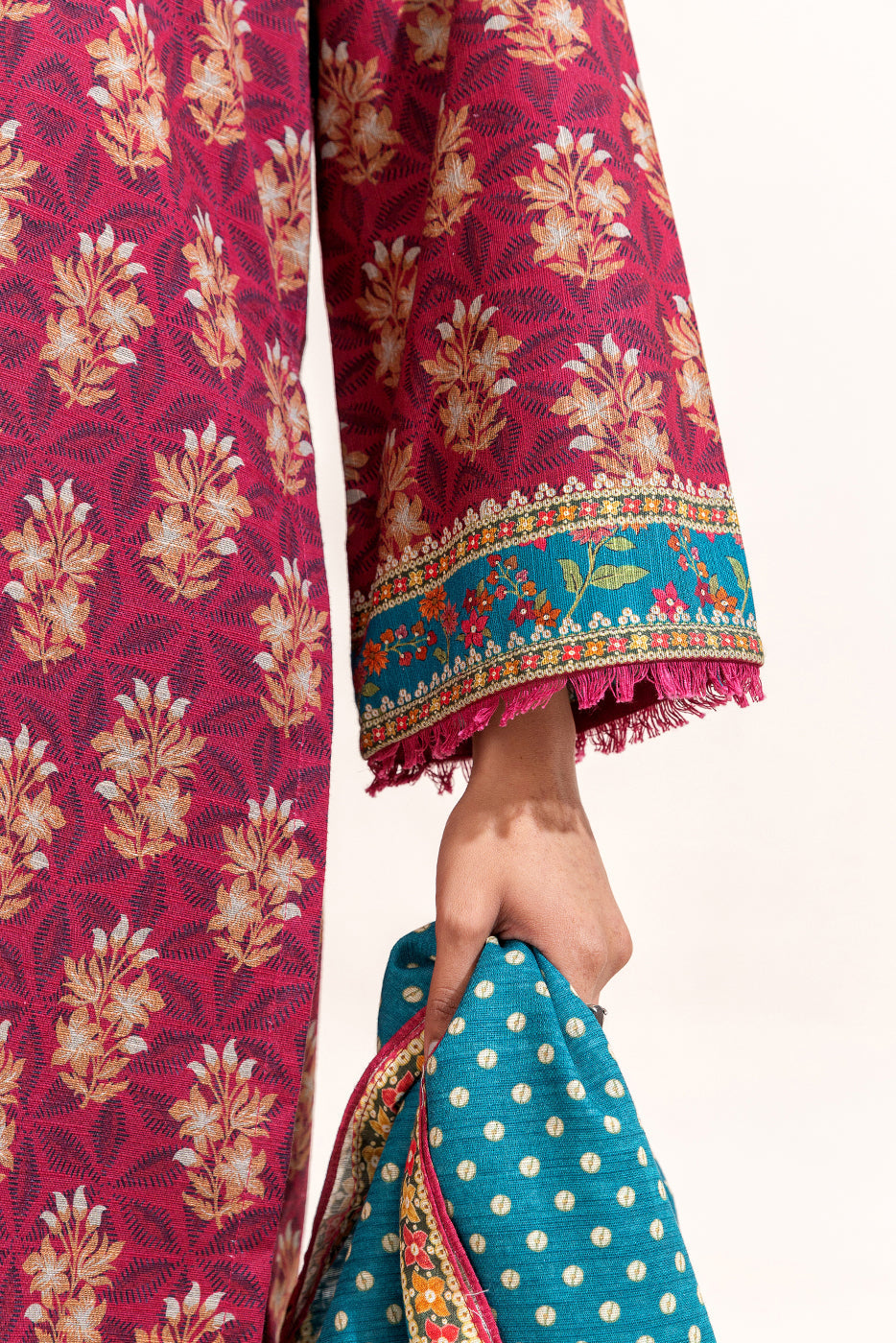 3 Piece Printed Khaddar Suit-Mulberry Fern (Unstitched)
