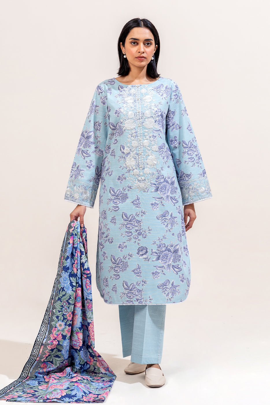 3 Piece Embroidered Khaddar Suit-Carolina Dream (Unstitched)