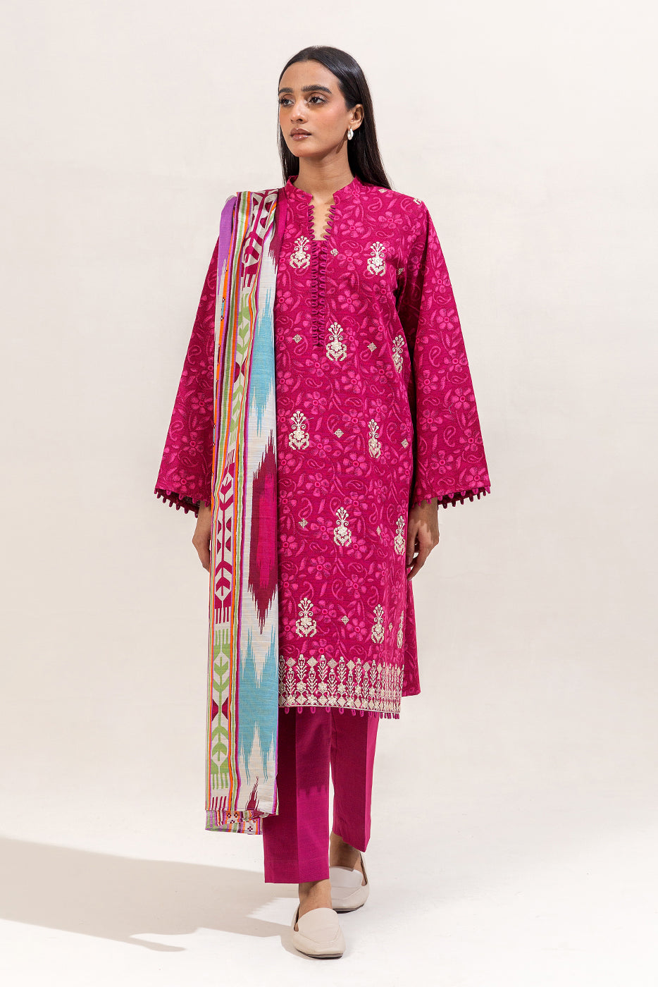 3 Piece Embroidered Khaddar Suit-Sangria Tribe (Unstitched)