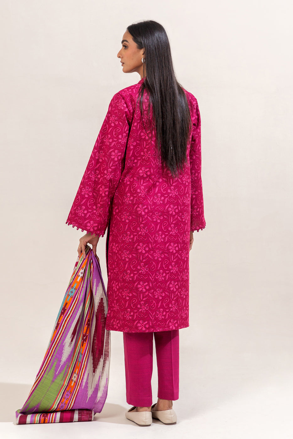 3 Piece Embroidered Khaddar Suit-Sangria Tribe (Unstitched)