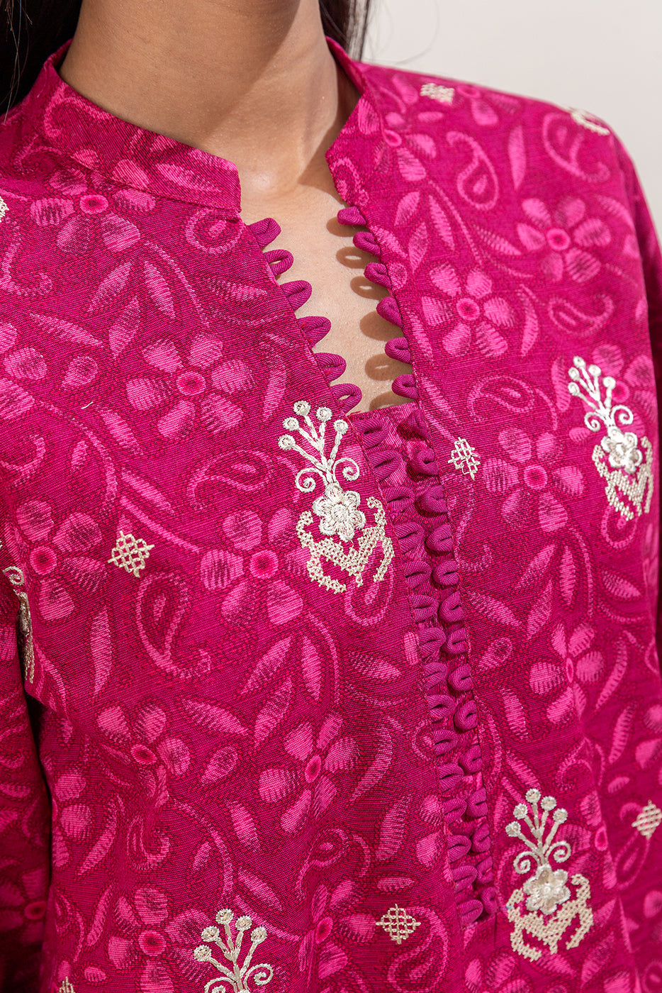 3 Piece Embroidered Khaddar Suit-Sangria Tribe (Unstitched)