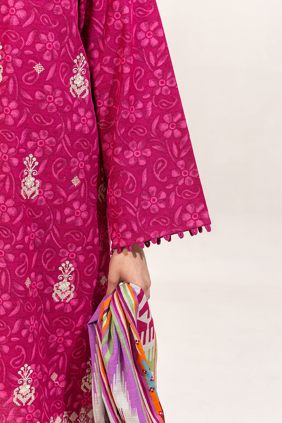 3 Piece Embroidered Khaddar Suit-Sangria Tribe (Unstitched)