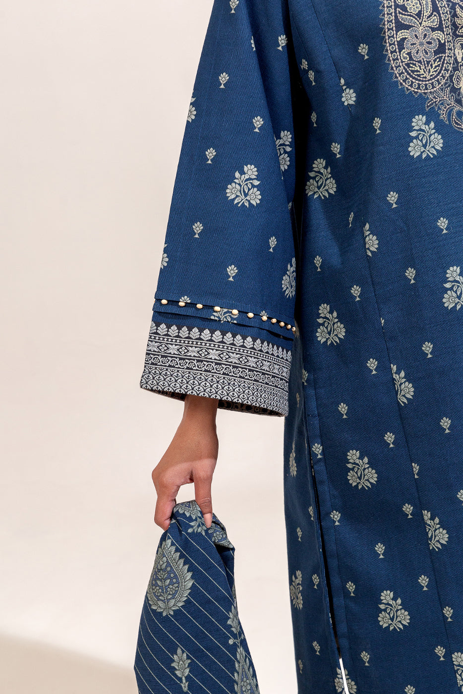 3 Piece Printed Khaddar Suit-Prussian Aura (Unstitched)