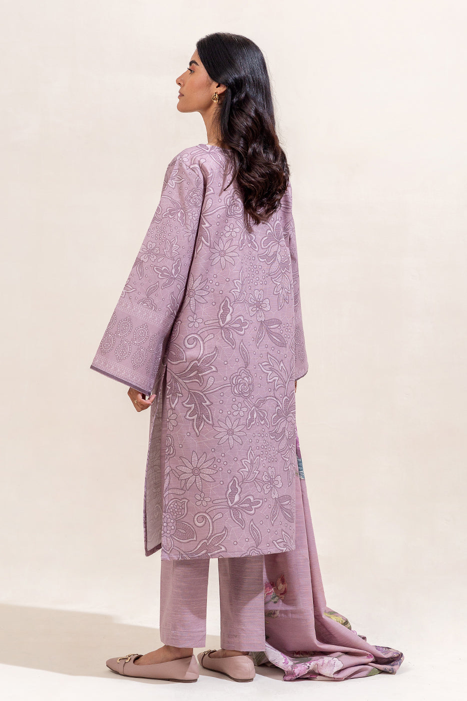 3 Piece Printed Khaddar Suit-Floral Bliss (Unstitched)