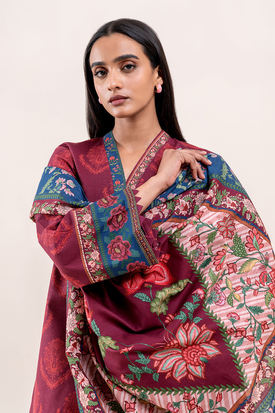 3 Piece Printed Khaddar Suit-Brick Tale (Unstitched)