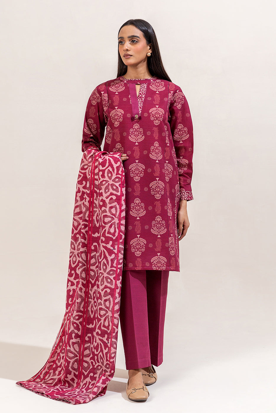 3 Piece Printed Khaddar Suit-Mulberry Grove (Unstitched)