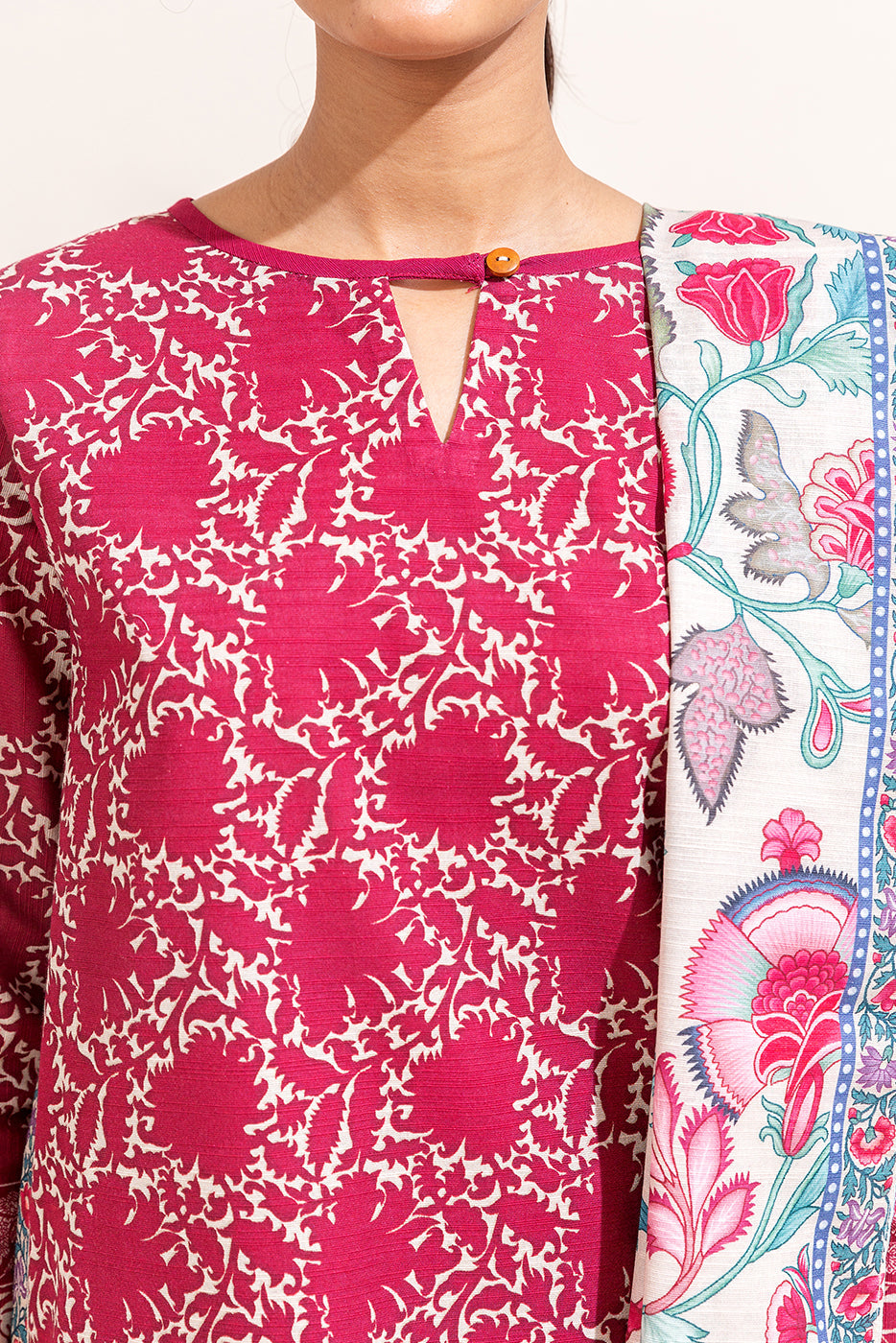 3 Piece Printed Khaddar Suit-Thistle Garden (Unstitched)