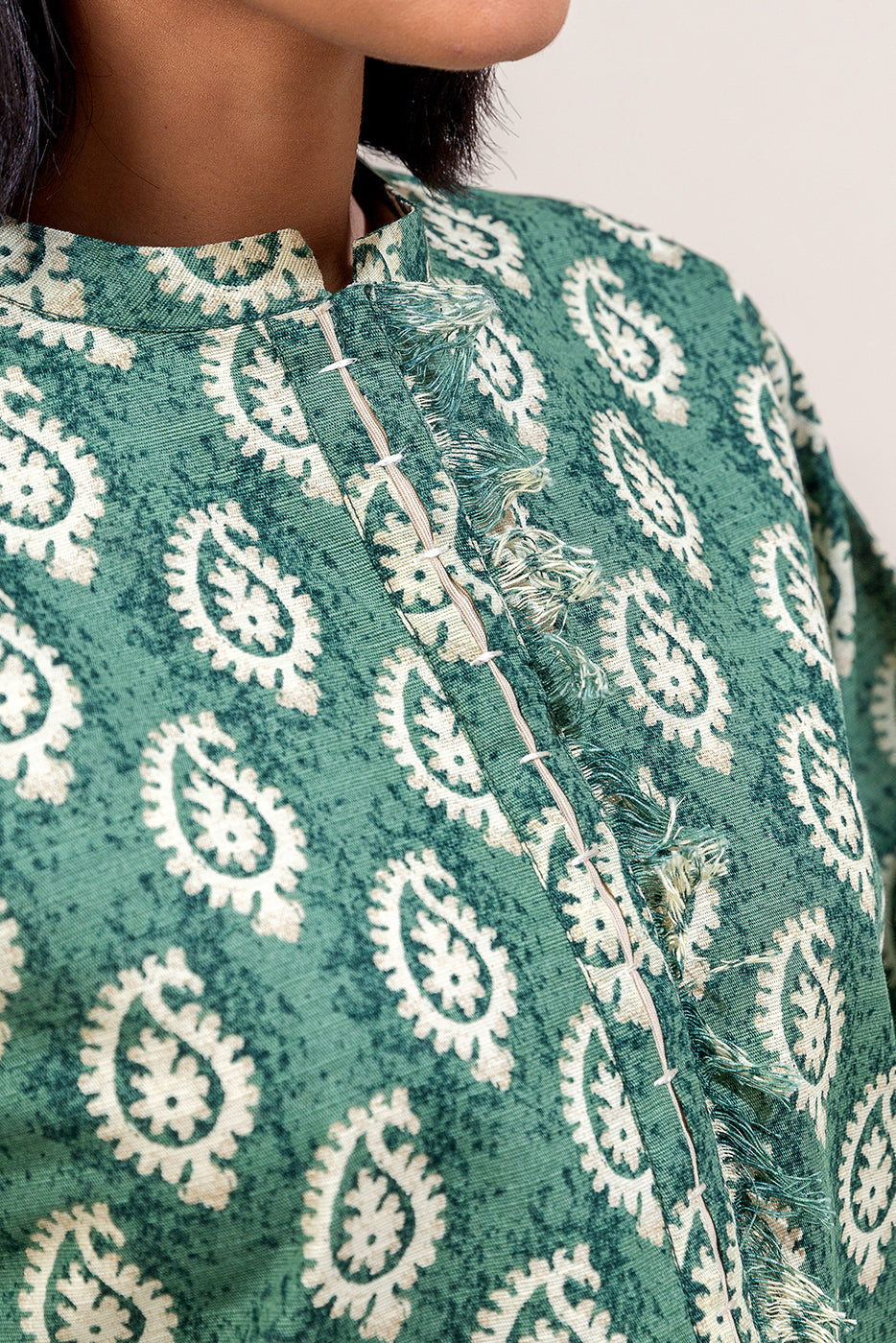 2 Piece Printed Khaddar Suit-Ethnic Green (Unstitched)