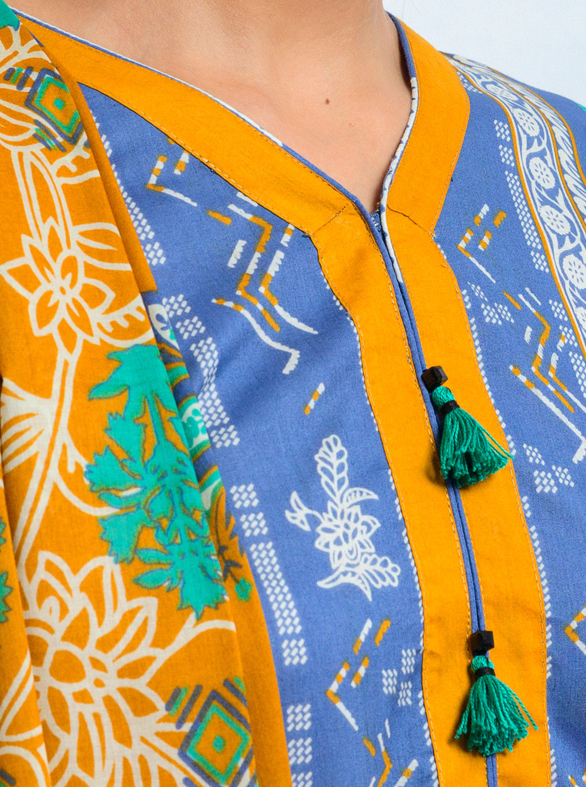 3 Piece - Printed Lawn Suit - Blue Gaze