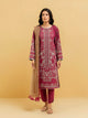 3 Piece - Printed Lawn Suit - Luscious Rouge