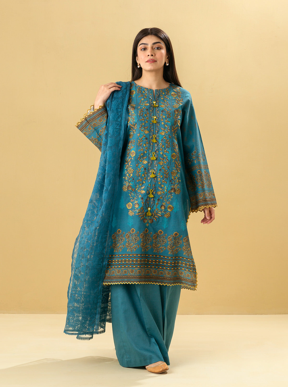 3 Piece - Embroidered Lawn Suit - Antique Charm