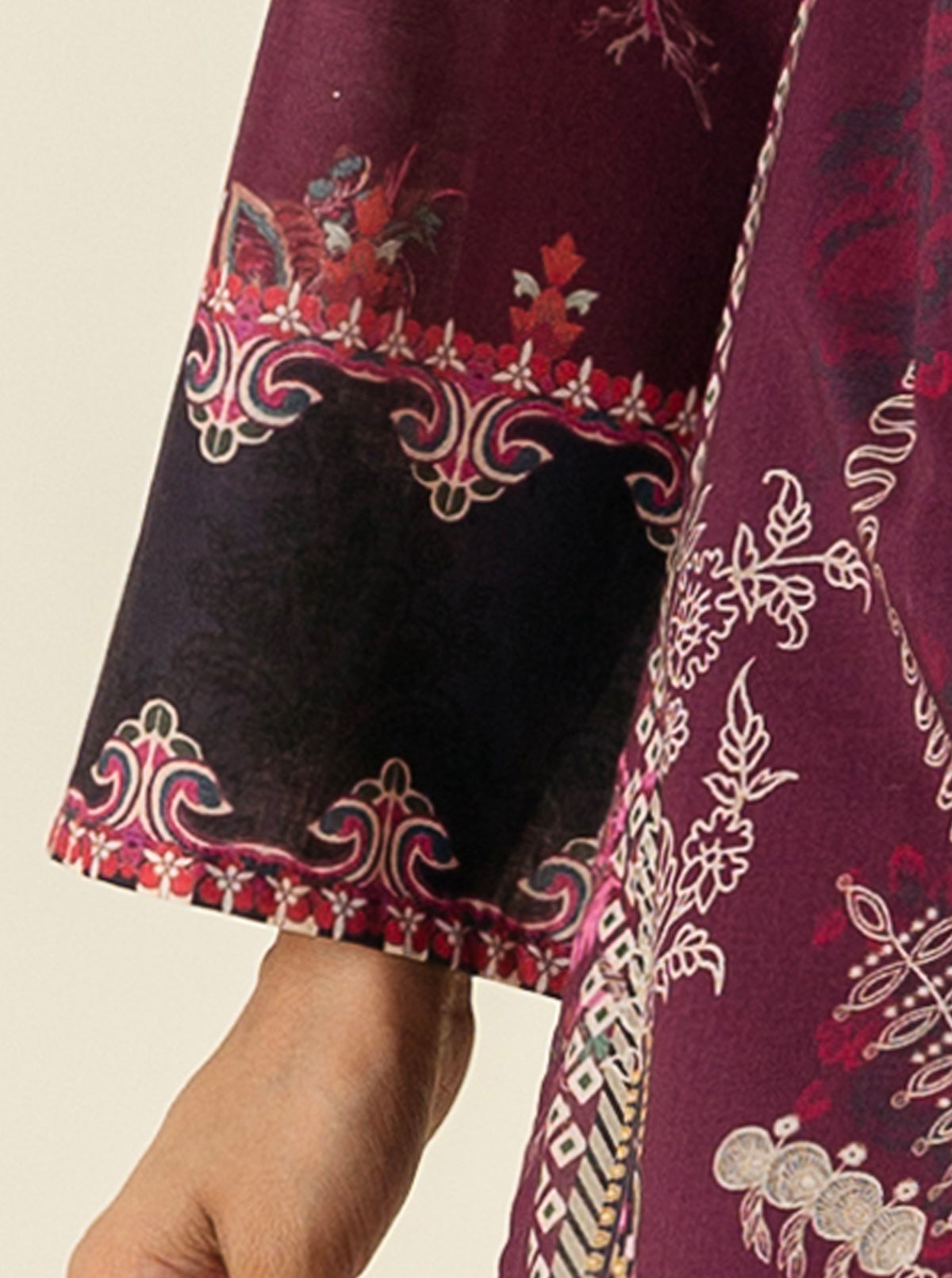 3 Piece - Embroiderd Lawn Suit - Purple Potion