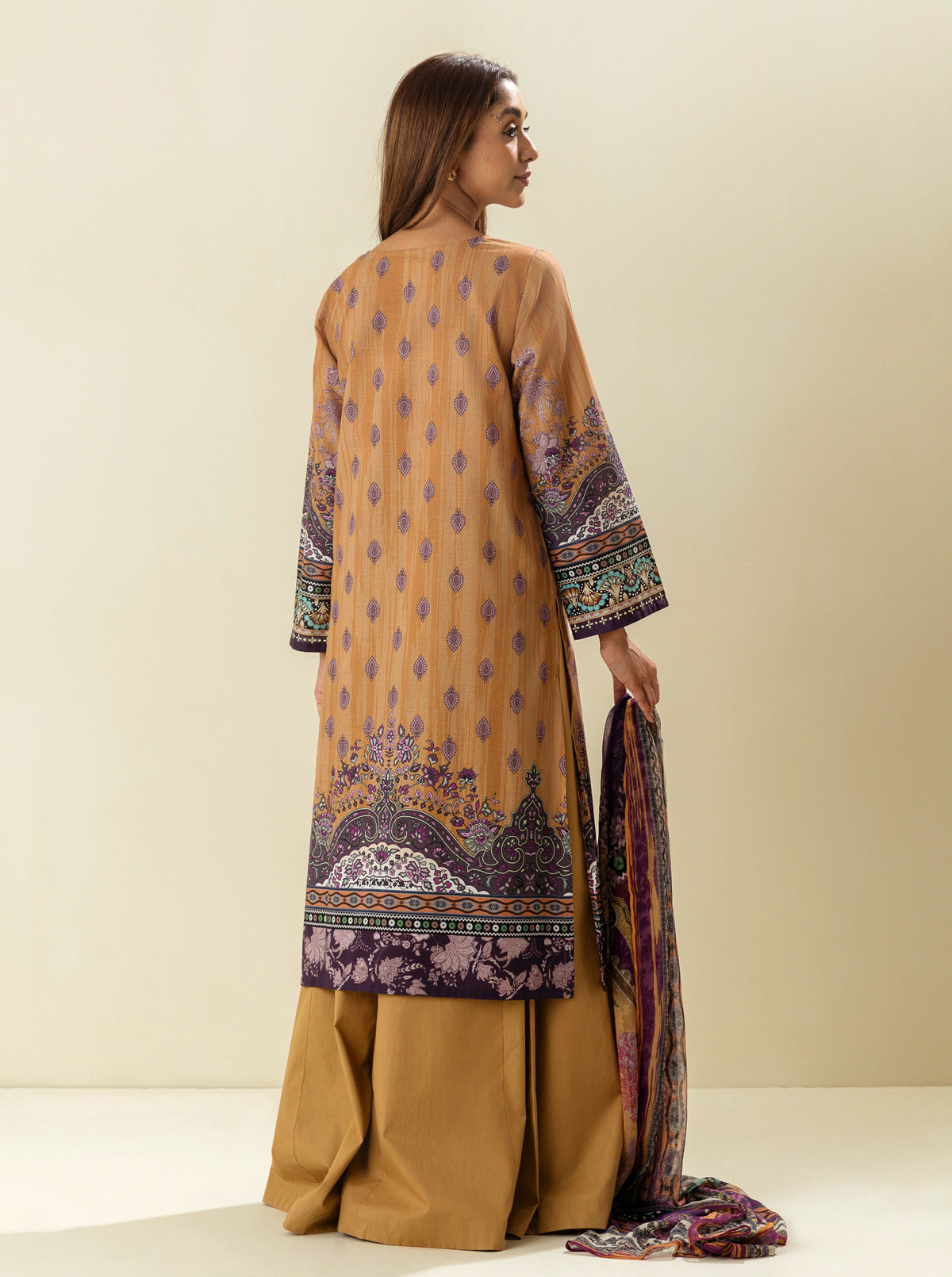 3 Piece - Embroiderd Lawn Suit - Golden Iris