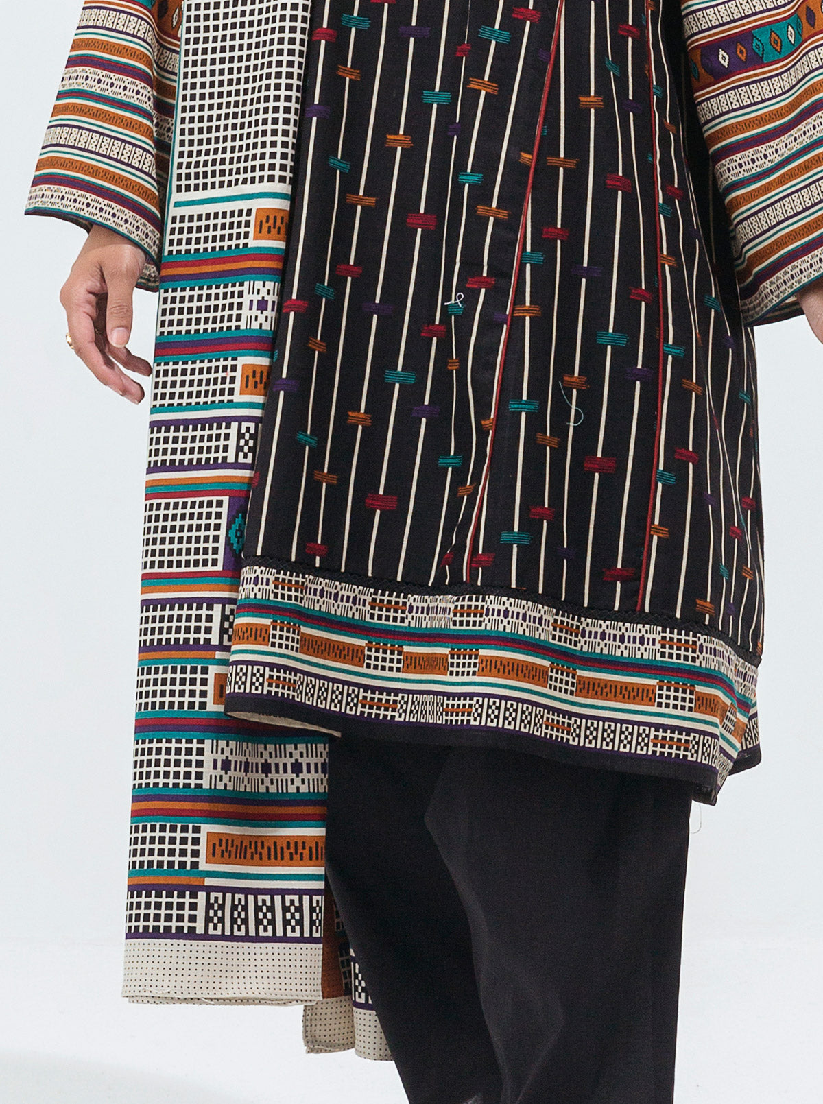 3 Piece - Printed Khaddar Suit - Enchanted Black