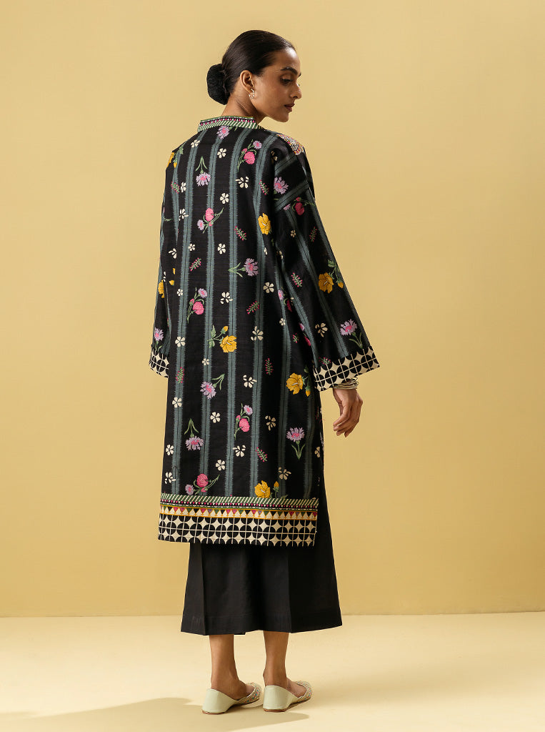2 Piece - Printed Khaddar Suit - Midnight Bloom