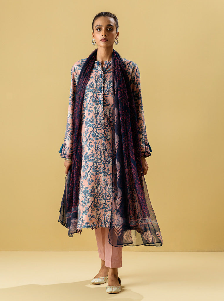 3 Piece - Printed Khaddar Suit - Chinoiseric Dreams