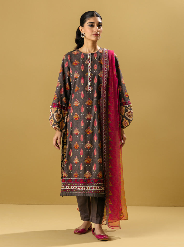 3 Piece - Printed Khaddar Suit - Concreter Heritage