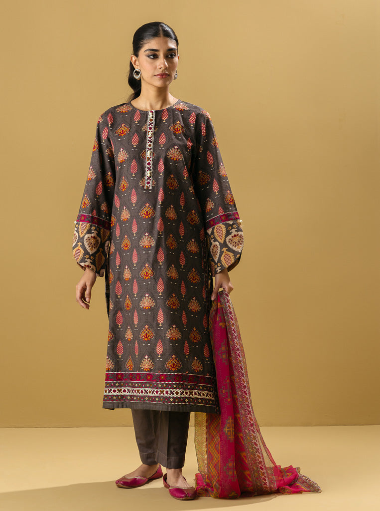 3 Piece - Printed Khaddar Suit - Concreter Heritage