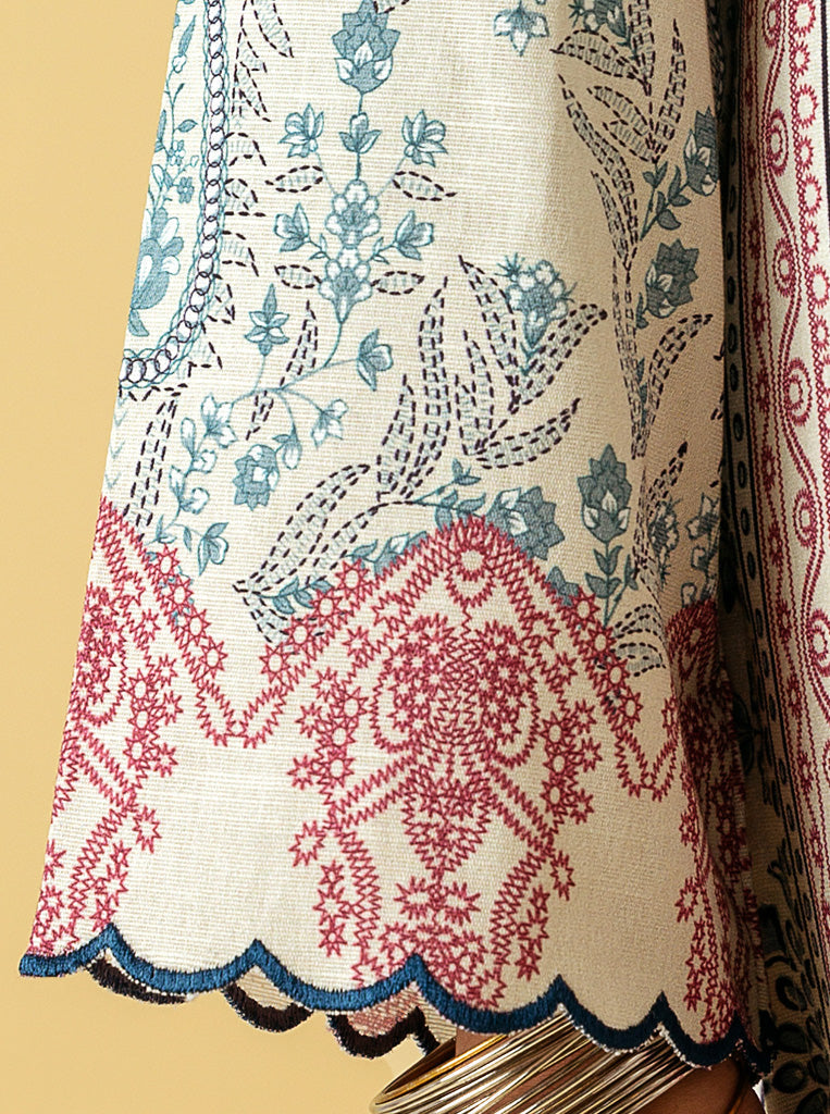 3 Piece - Printed Khaddar Suit - Warm Hues