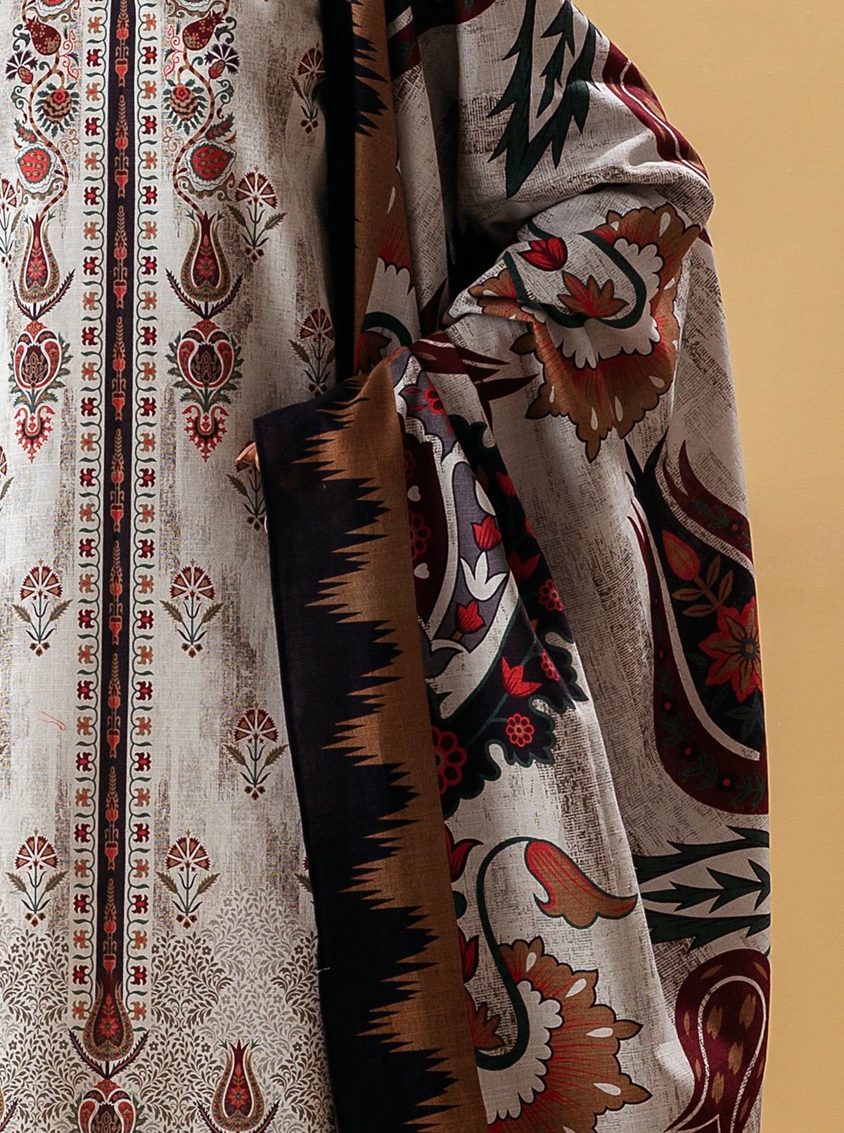 3 Piece - Printed Khaddar Suit - Modern Bequest
