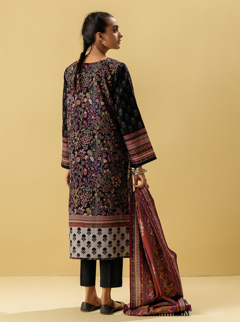 3 Piece - Printed Khaddar Suit - Moonlight