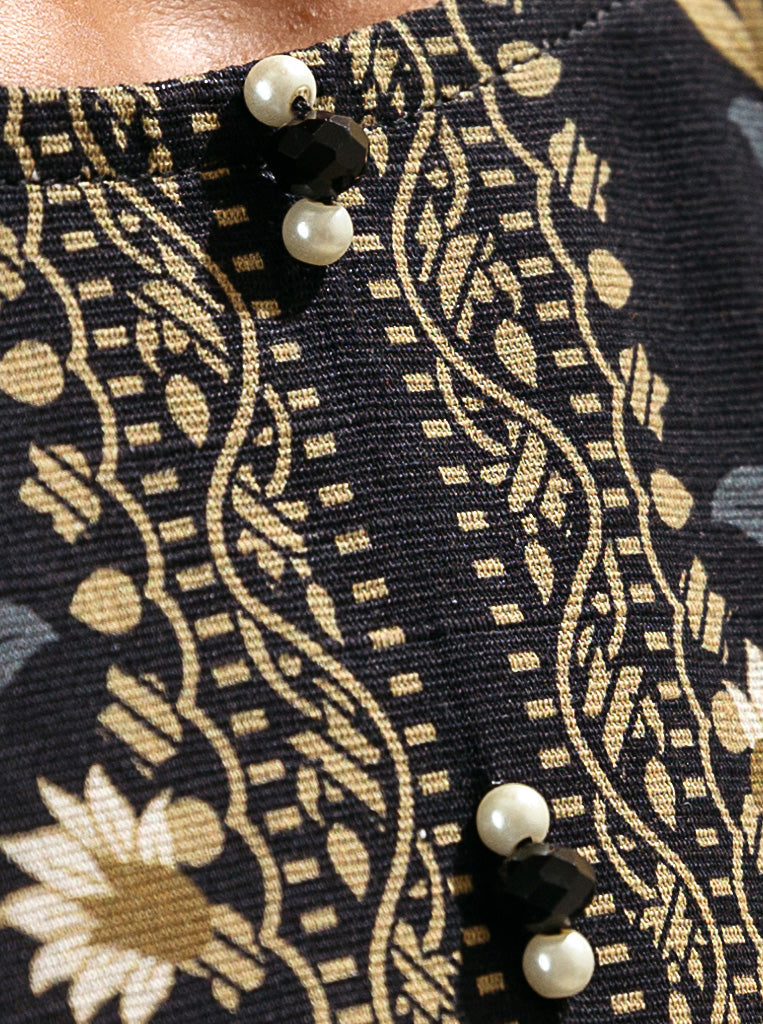 3 Piece - Printed Khaddar Suit - Oriental Black