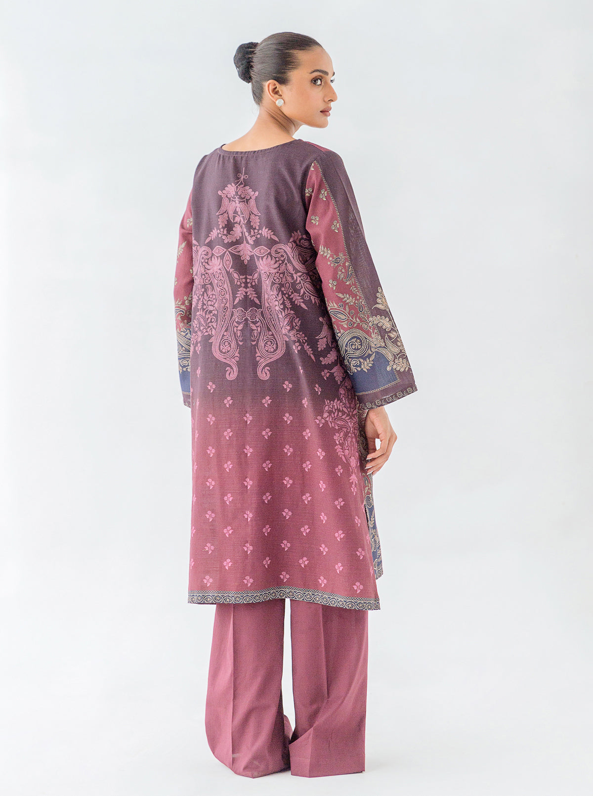 1 PIECE - PRINTED KHADDAR SHIRT - MAROON MAGIC