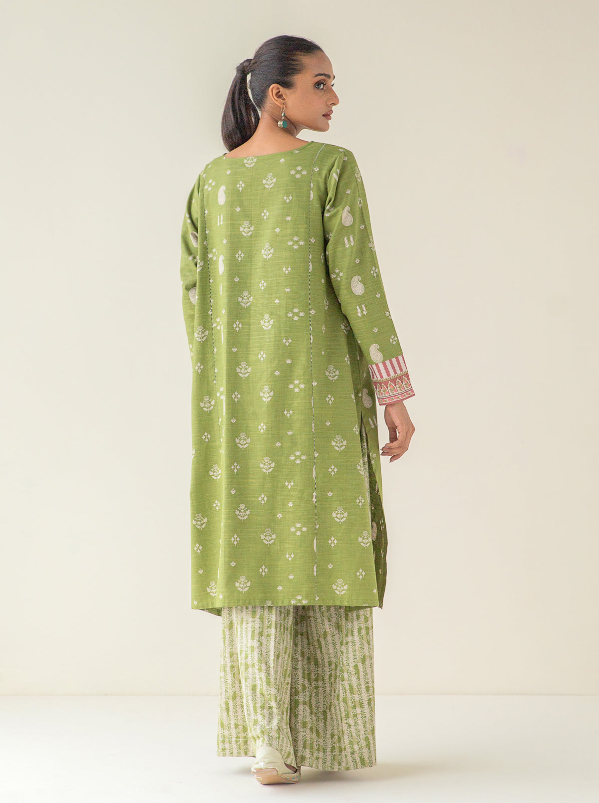2 Piece - Printed Khaddar Suit - Mossy Mayhem