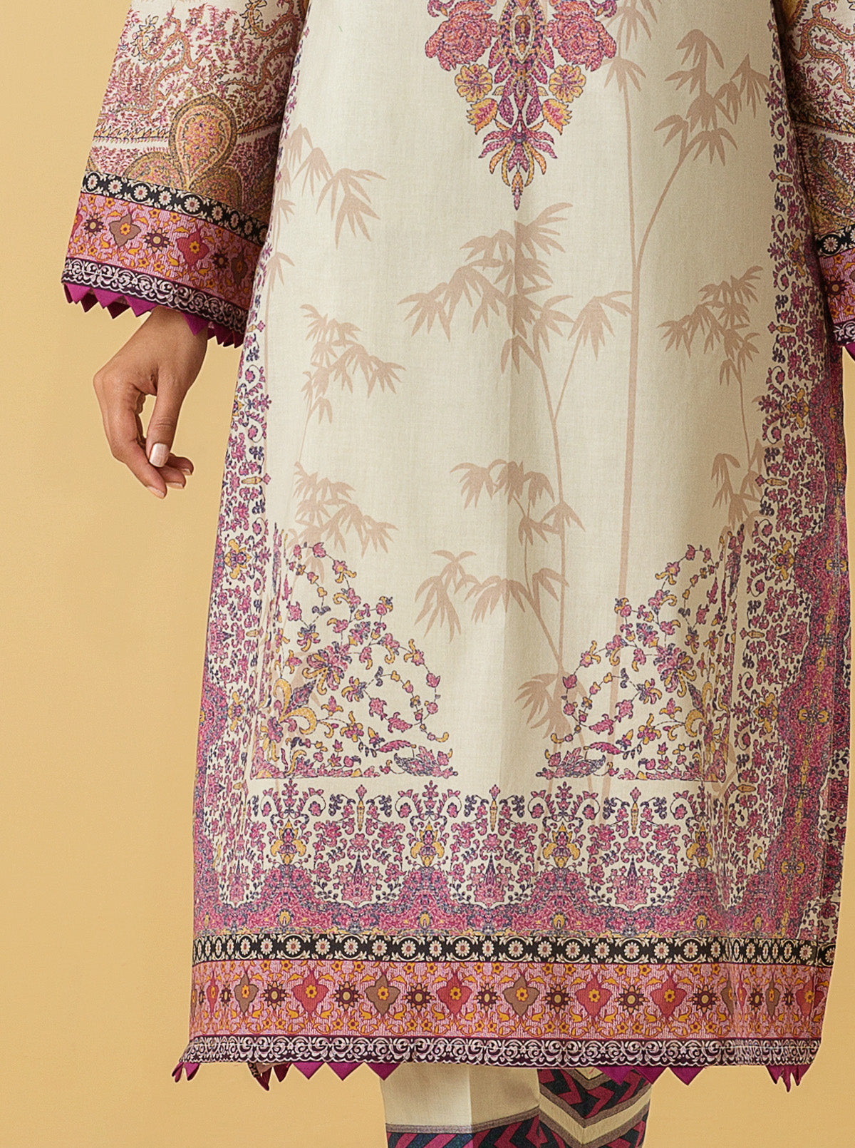 1 PIECE - PRINTED LAWN SHIRT - ETHNIC CRAFTMB3S22U02-BEIGE-2000000196672-1PC