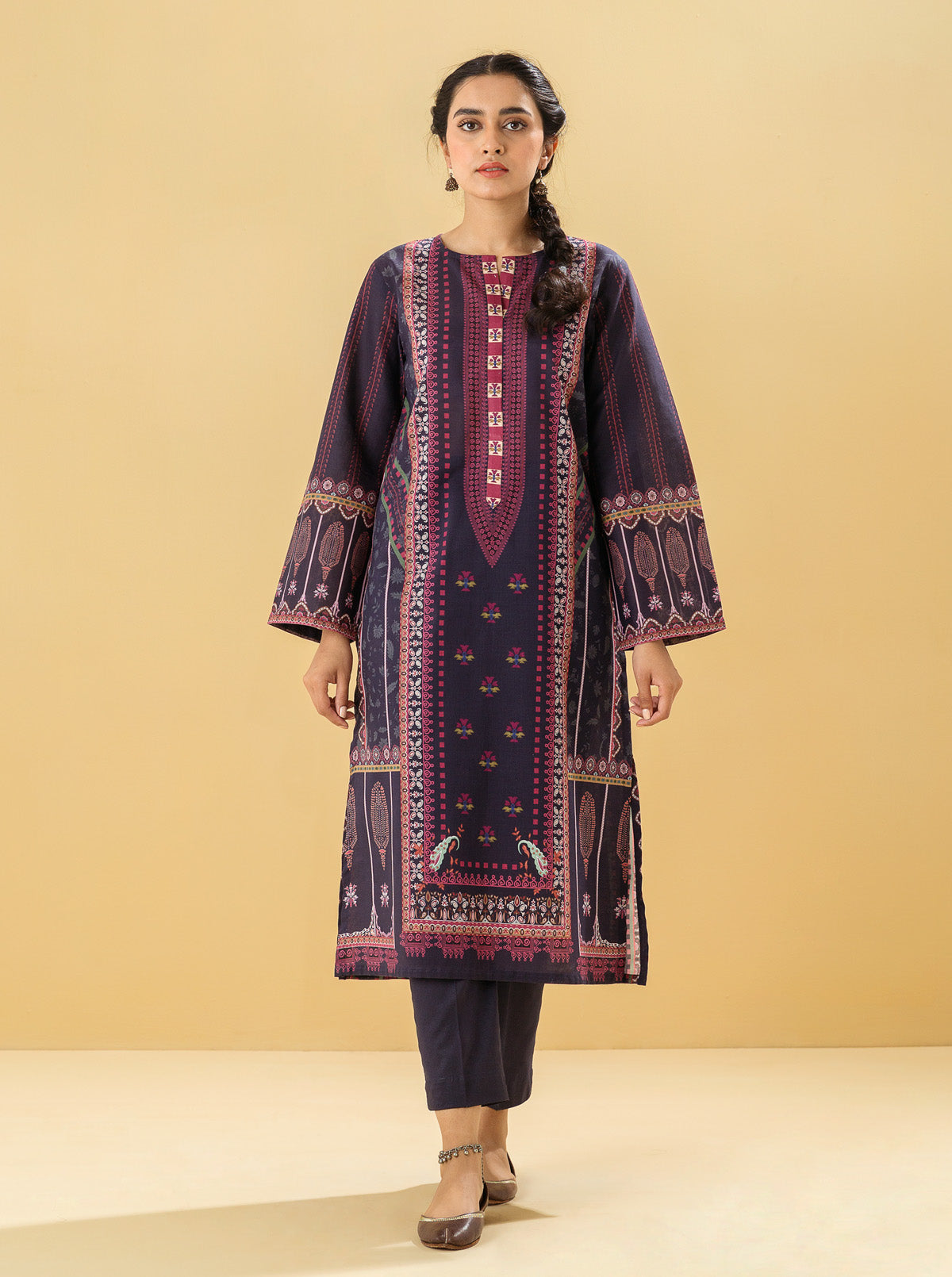 1 PIECE - PRINTED LAWN SHIRT - BOHO GEMSTONE
