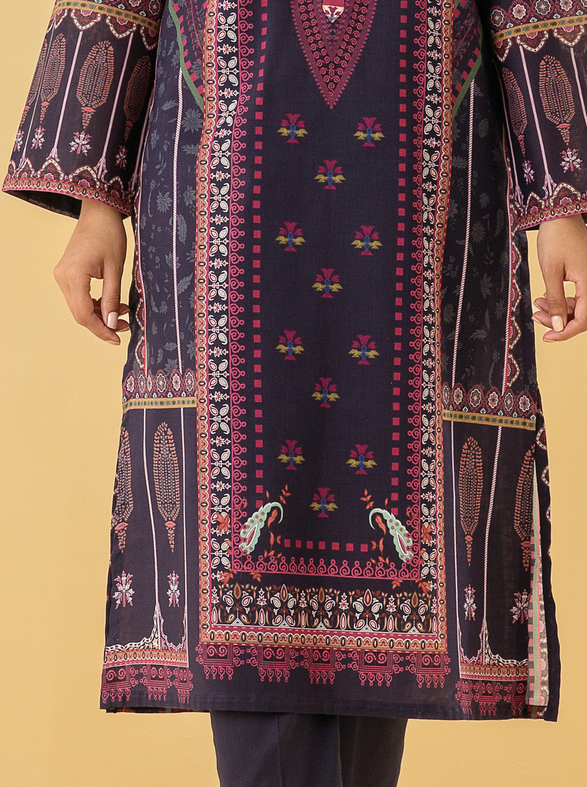 1 PIECE - PRINTED LAWN SHIRT - BOHO GEMSTONEMB3S22U05-MULTI-2000000196134-1PC