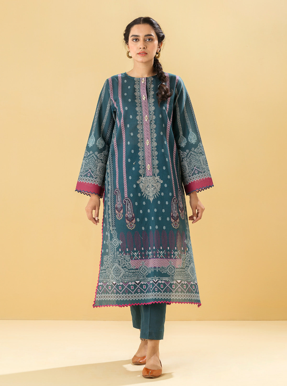 1 PIECE - PRINTED LAWN SHIRT - TREASURE CRAFTMB3S22U06-GREEN-2000000196135-1PC