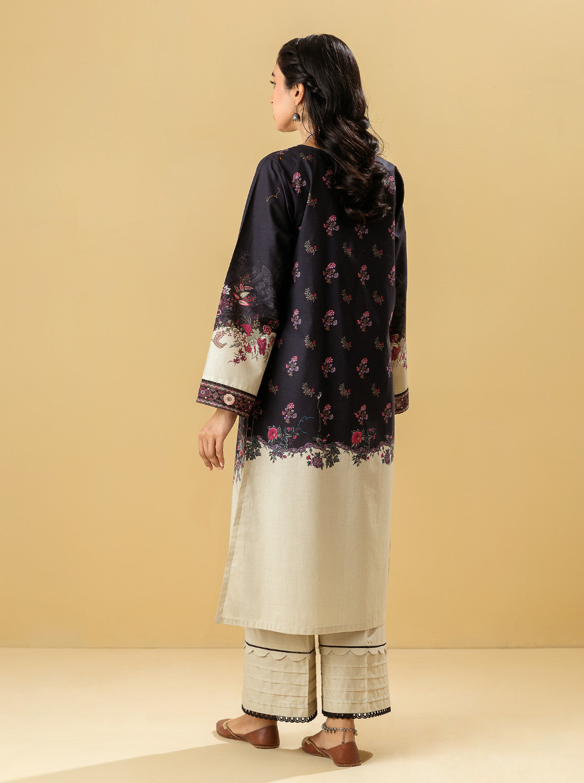 1 PIECE - PRINTED LAWN SHIRT - MAJESTIC NOIR