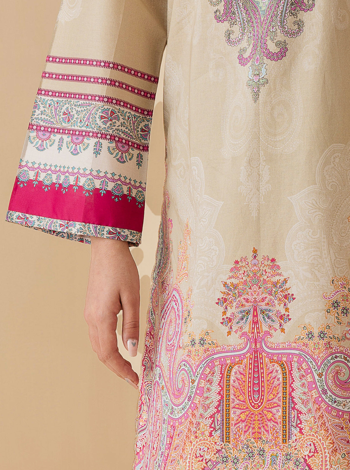 2 PIECE - PRINTED LAWN SUIT - PEARLY BEIGEMB3S22U13-BEIGE-2000000197590-2PC