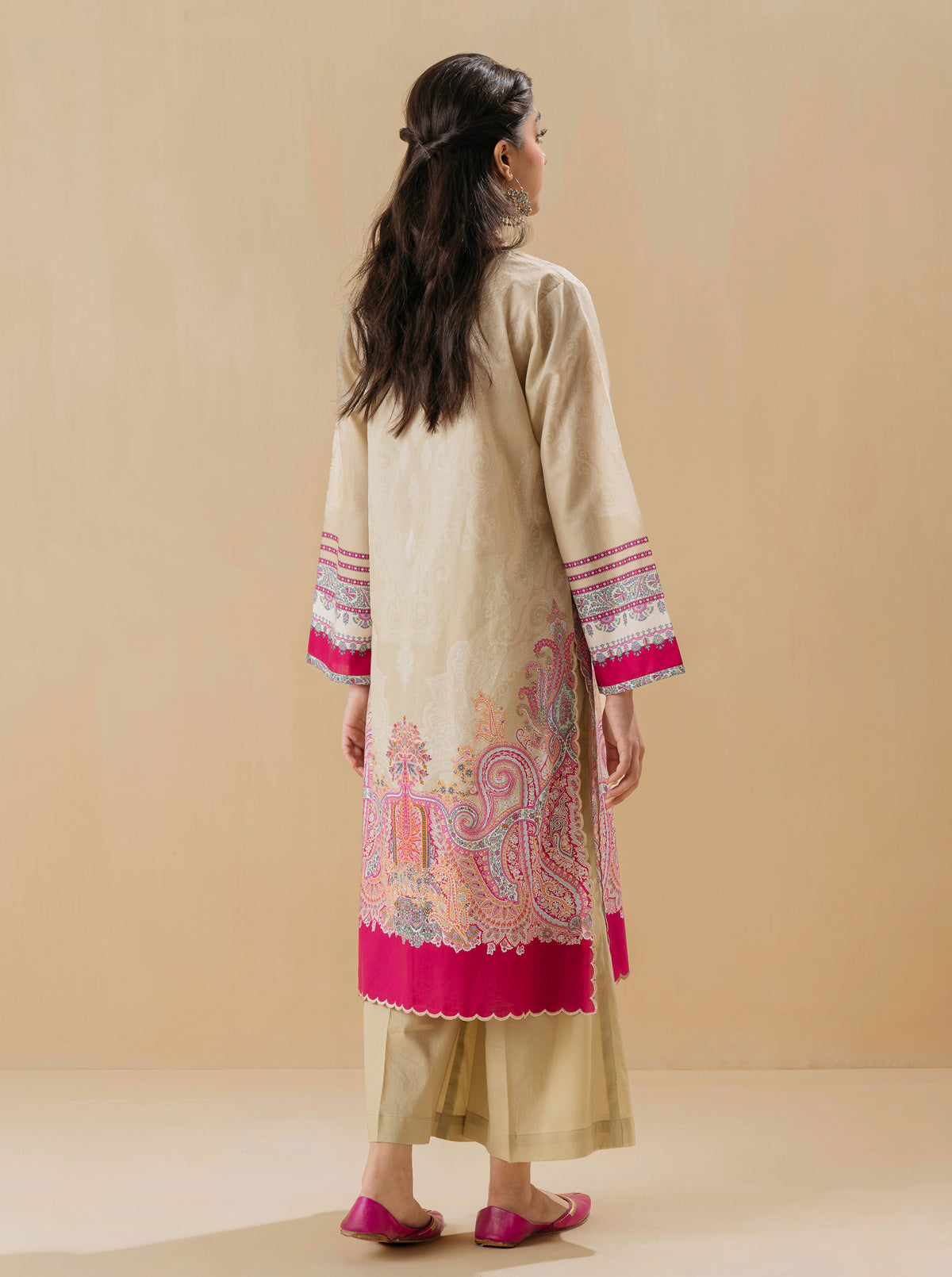 2 PIECE - PRINTED LAWN SUIT - PEARLY BEIGEMB3S22U13-BEIGE-2000000197590-2PC