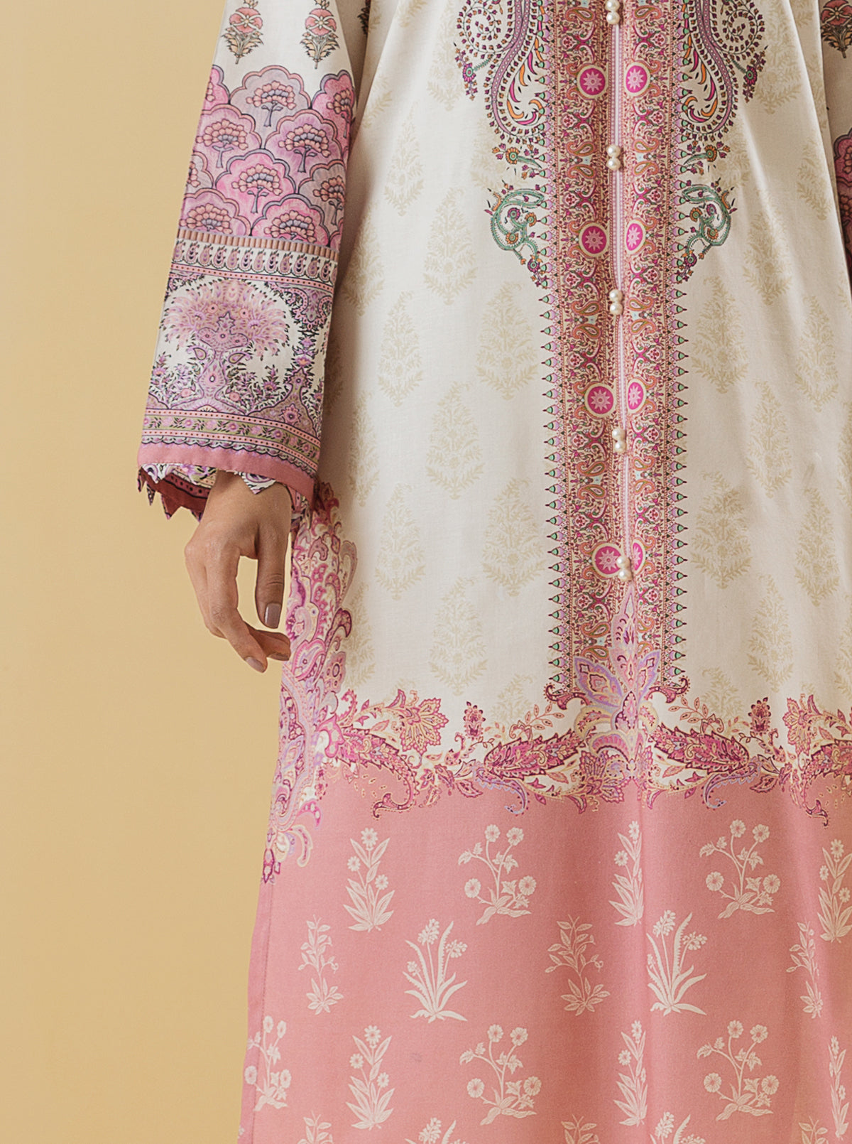 2 PIECE - PRINTED LAWN SUIT - IVORY PEARLMB3S22U14-BEIGE-2000000197821-2PC