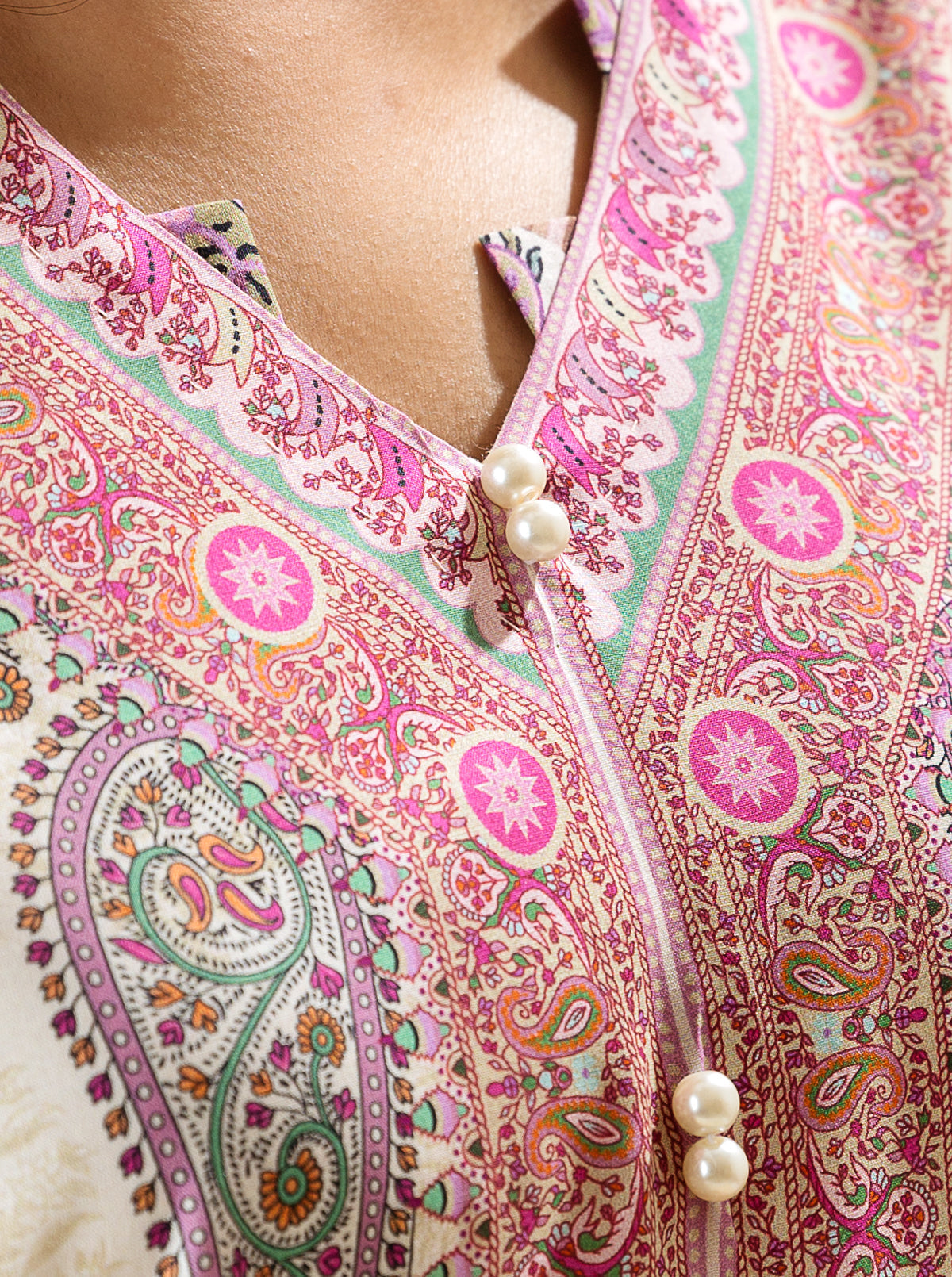 2 Piece - Printed Lawn Suit - Ivory Pearl