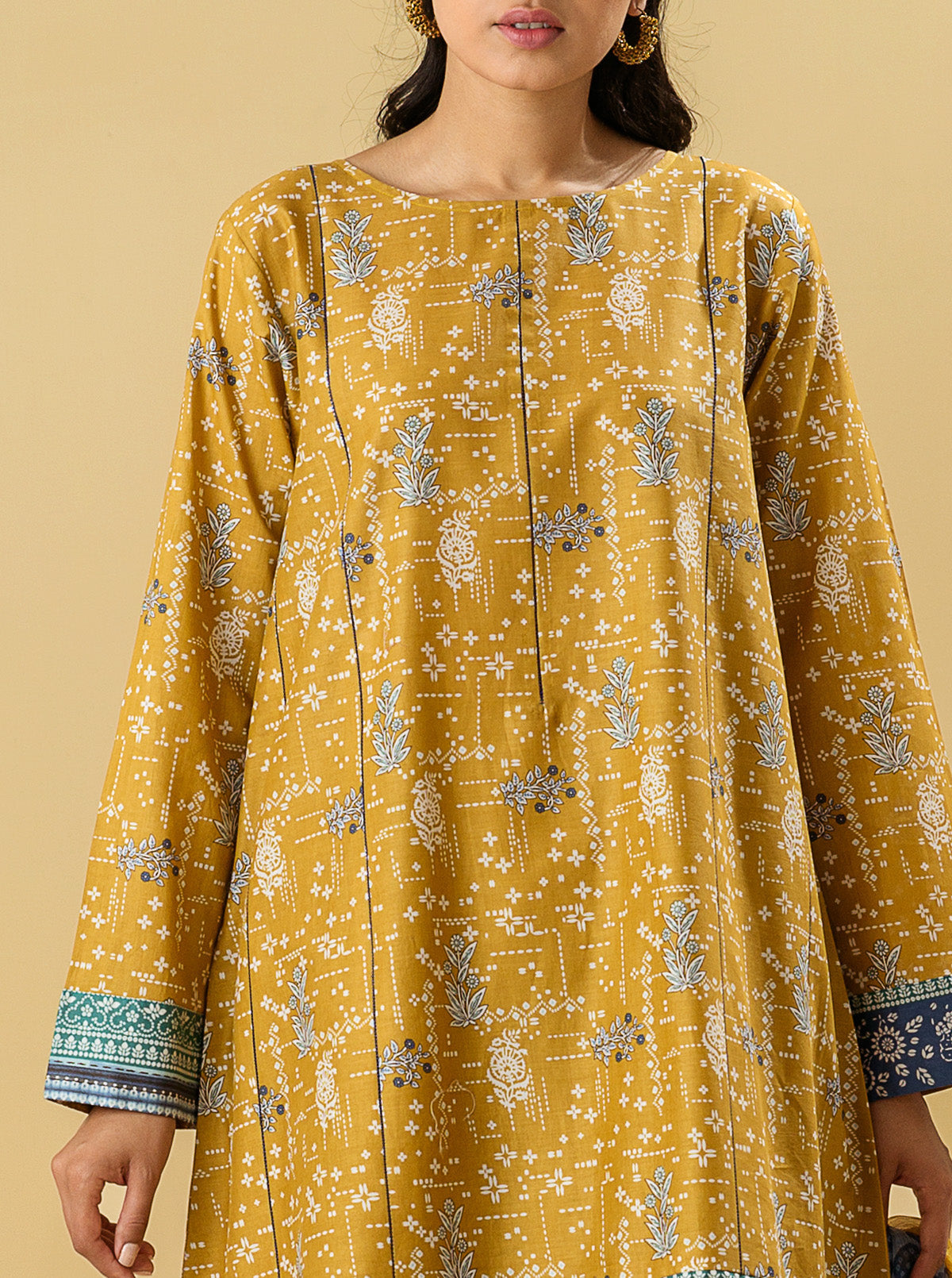 2 PIECE - PRINTED LAWN SUIT - OCHRE OBSESSIONMB3S22U16-MUSTARD-2000000196675-2PC