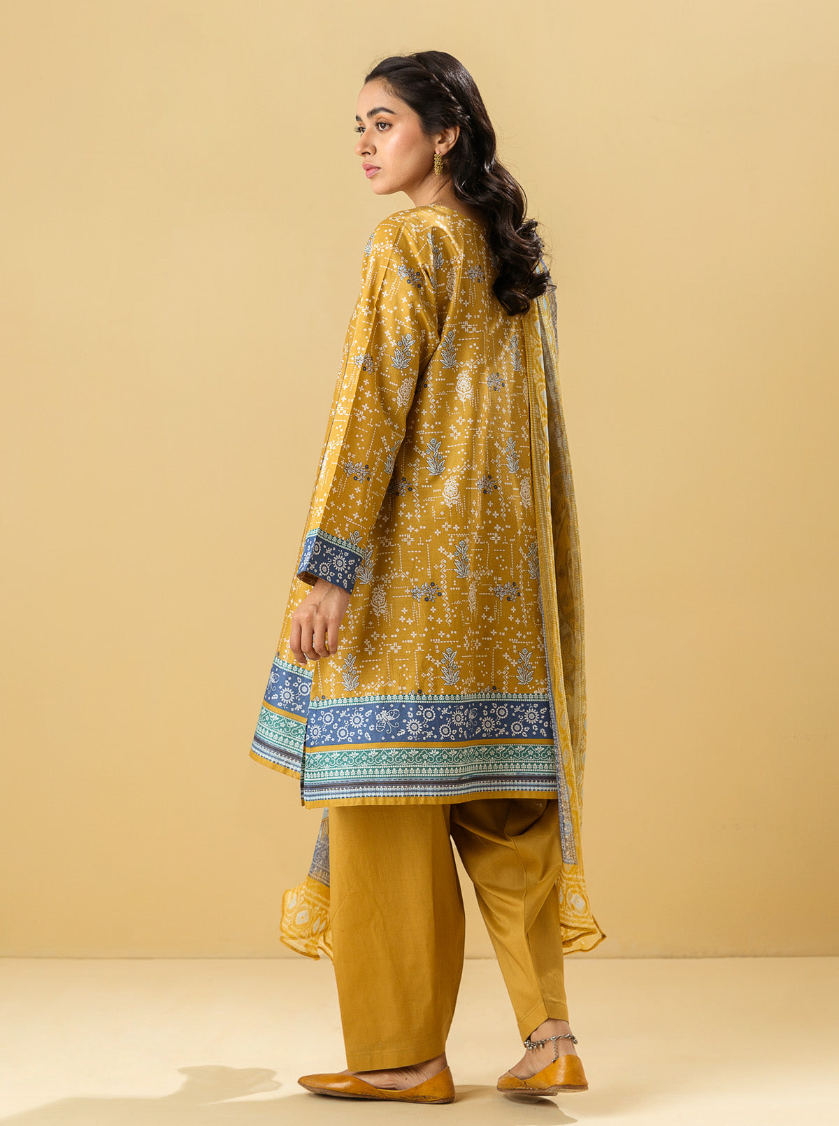 2 PIECE - PRINTED LAWN SUIT - OCHRE OBSESSIONMB3S22U16-MUSTARD-2000000196675-2PC