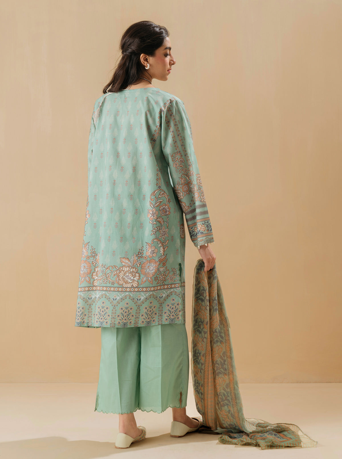 2 Piece - Printed Lawn Suit - Hint Of Mint