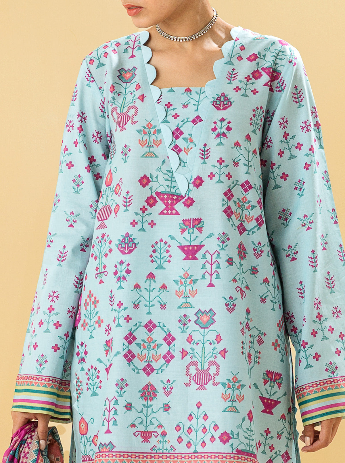 2 PIECE - PRINTED LAWN SUIT - ETHNIC ELEGANCEMB3S22U25-MULTI-2000000196144-2PC