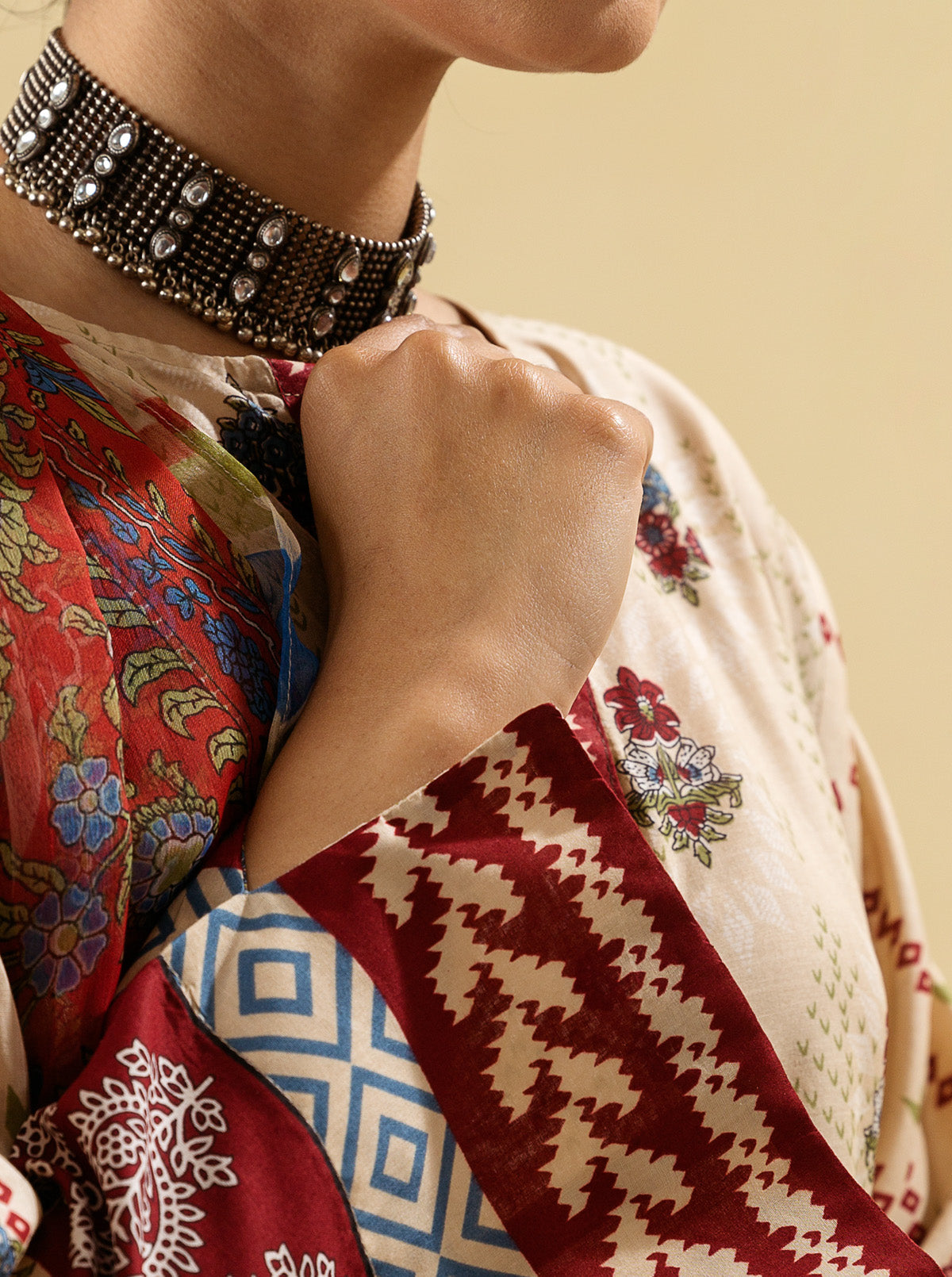 3 Piece - Printed Lawn Suit - Ivory Mist