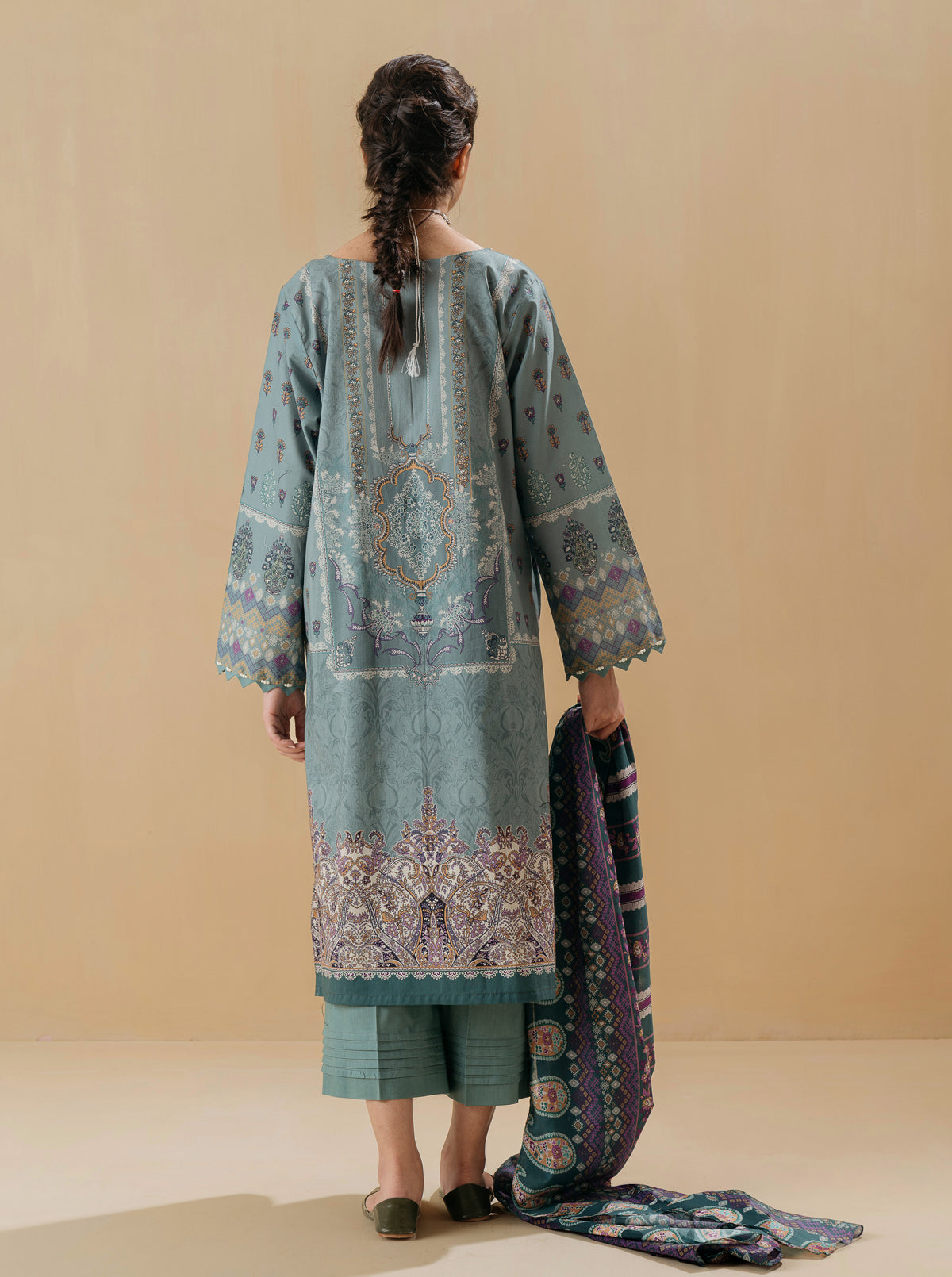 3 PIECE - PRINTED LAWN SUIT - MISTY GLOWMB3S22U34-GREEN-2000000197596-3PC