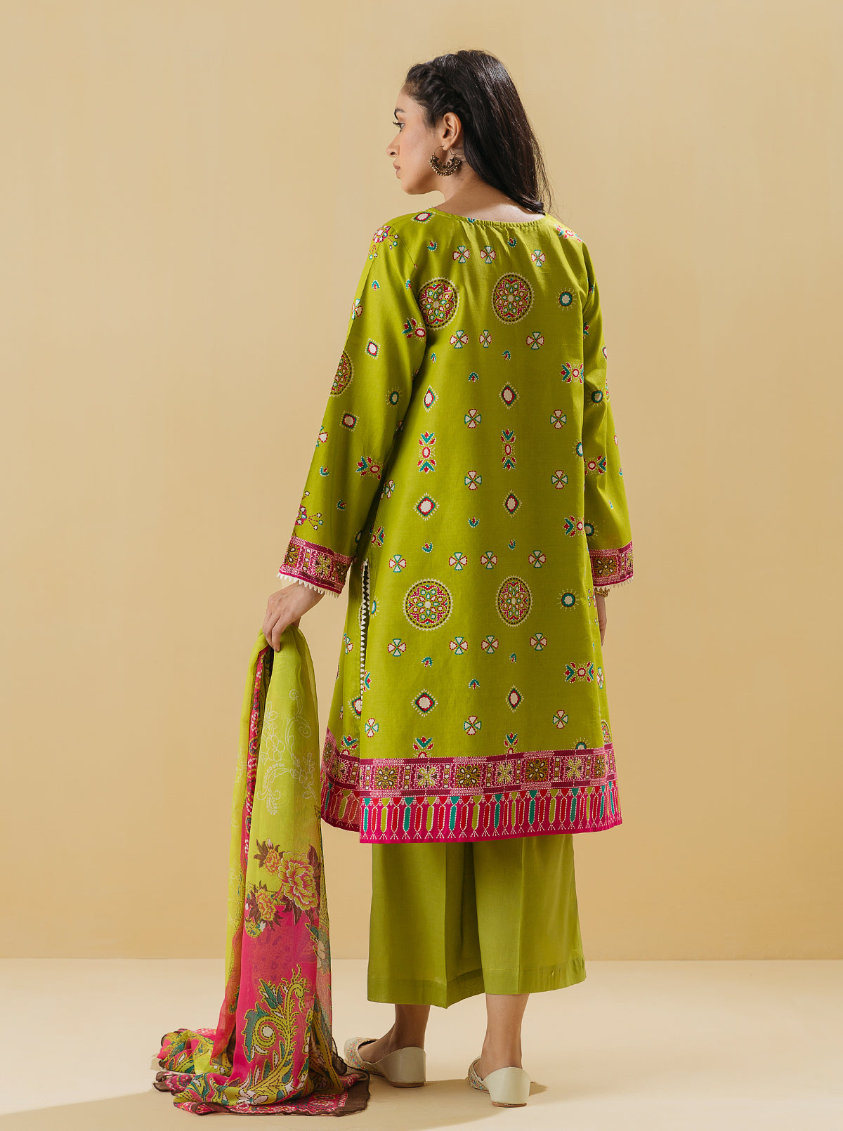 3 Piece - Printed Lawn Suit - Quetzal Green