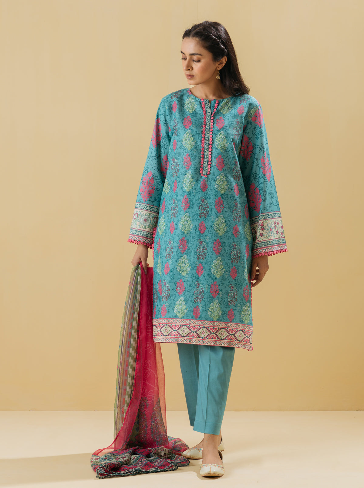 3 Piece - Printed Lawn Suit - Regale Blue