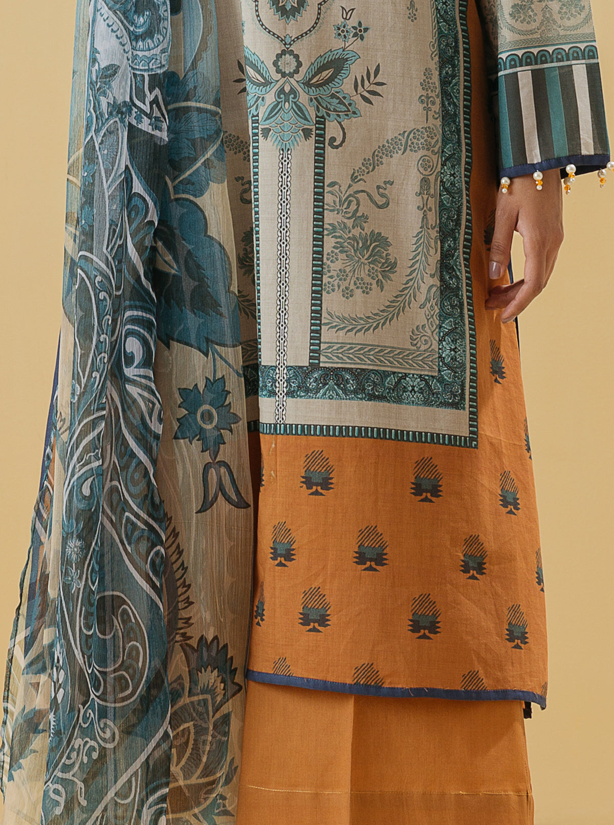 3 Piece - Printed Lawn Suit - Tribal Tales