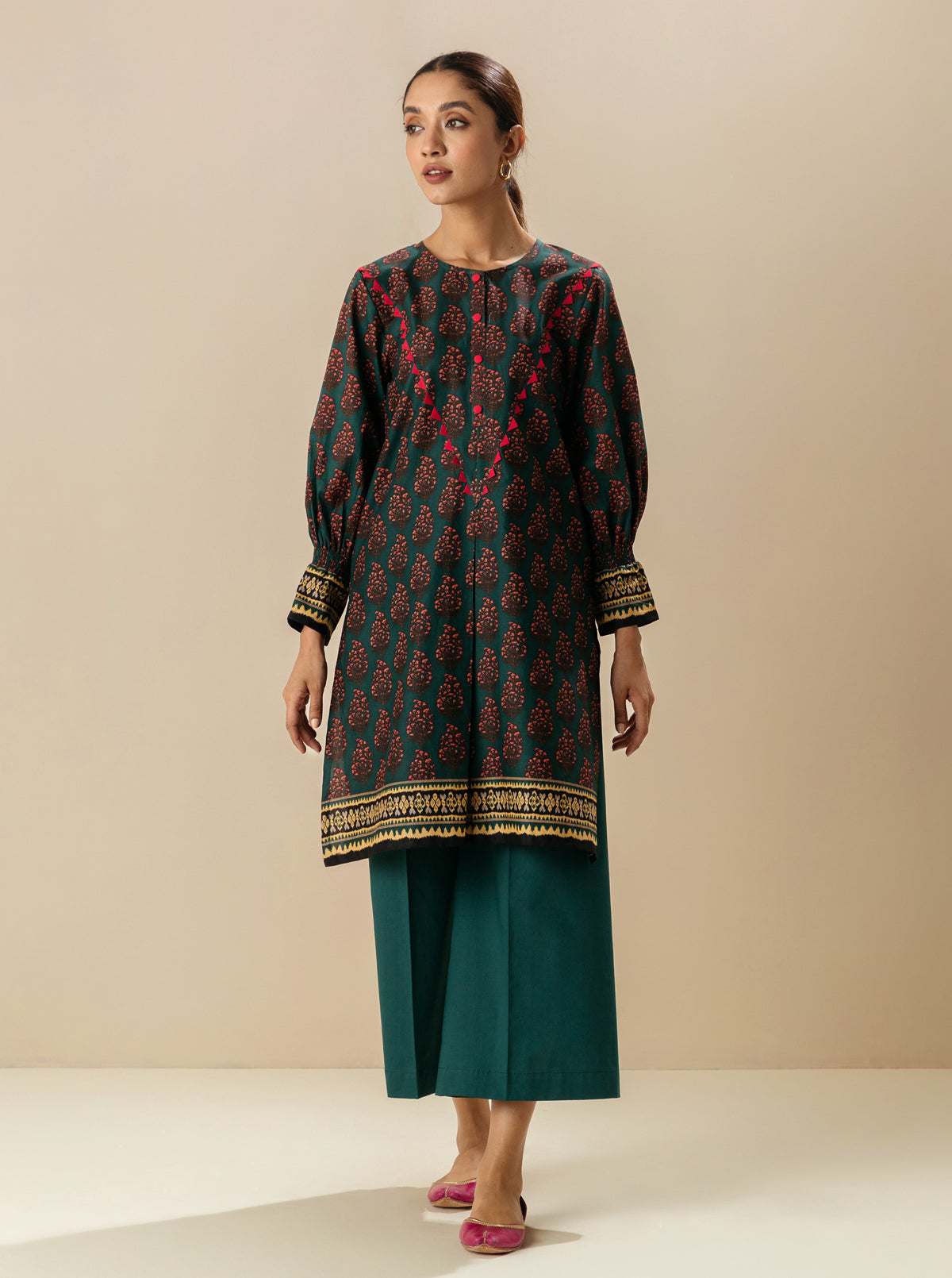 1 Piece - Printed Lawn Shirt - Dark Venture