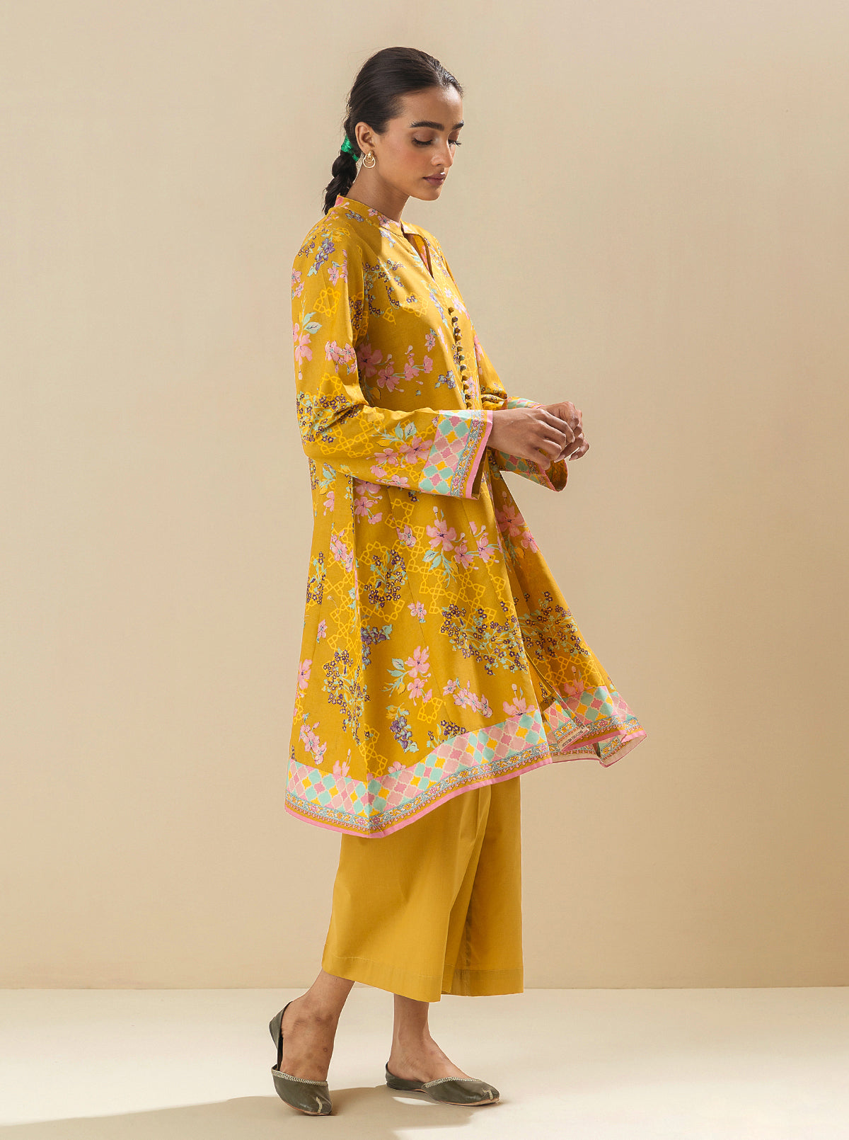 1 PIECE - PRINTED LAWN SHIRT - PRAIRIE SAND