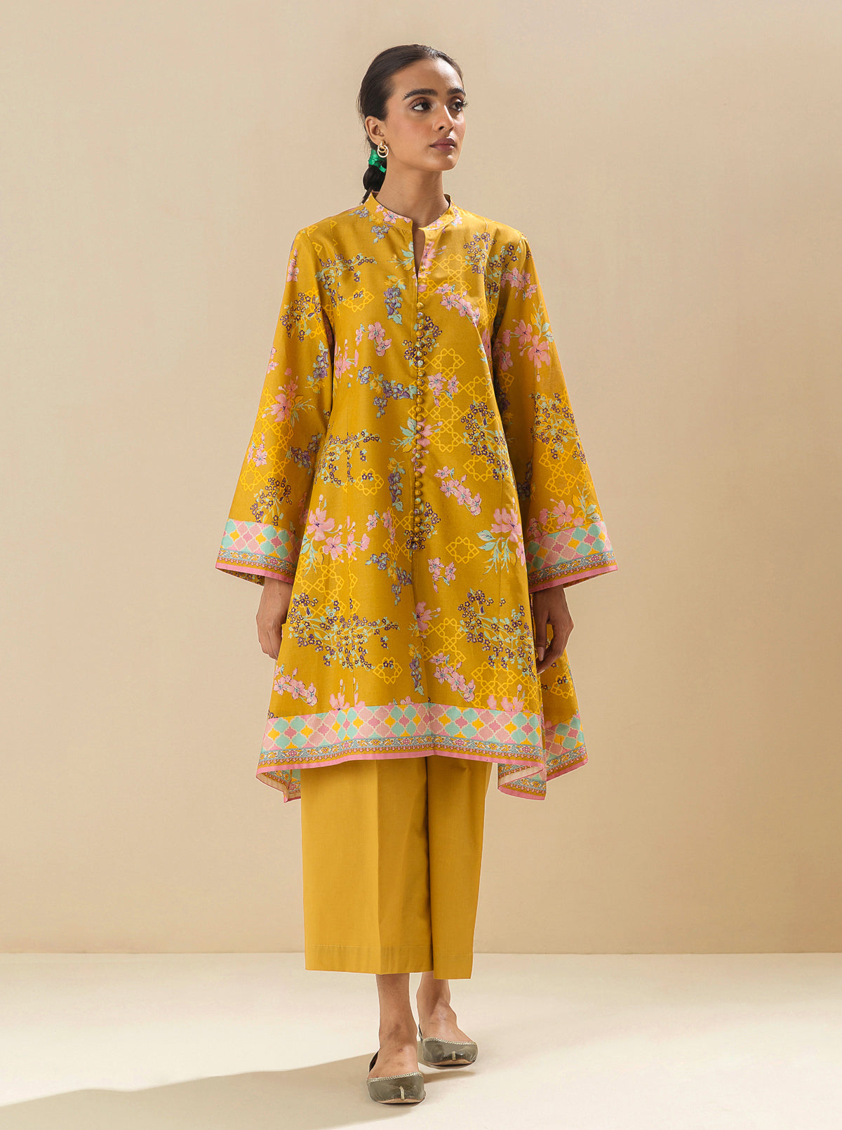 1 PIECE - PRINTED LAWN SHIRT - PRAIRIE SAND